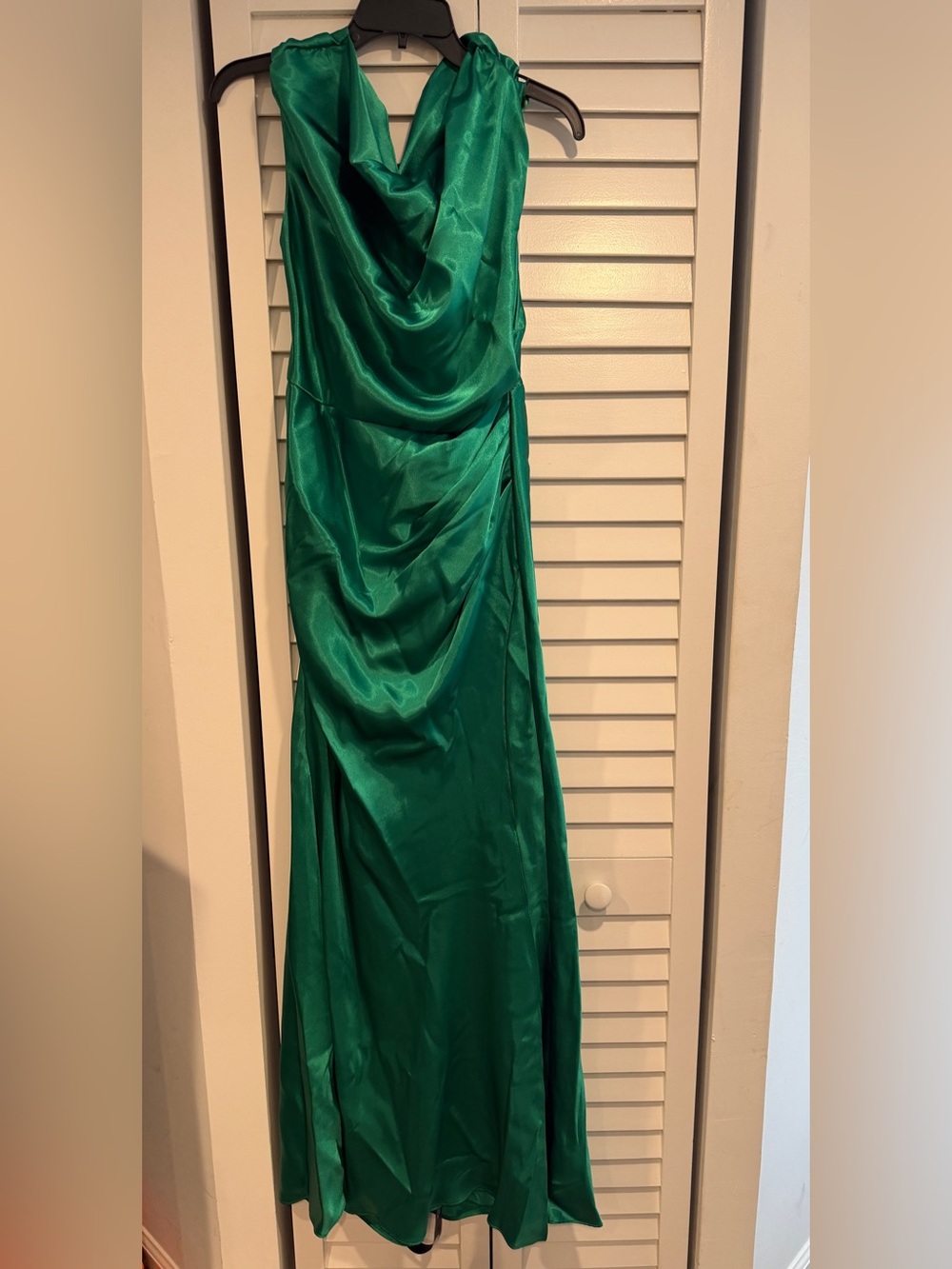 Adam Emerald Green Satin Maxi Gown